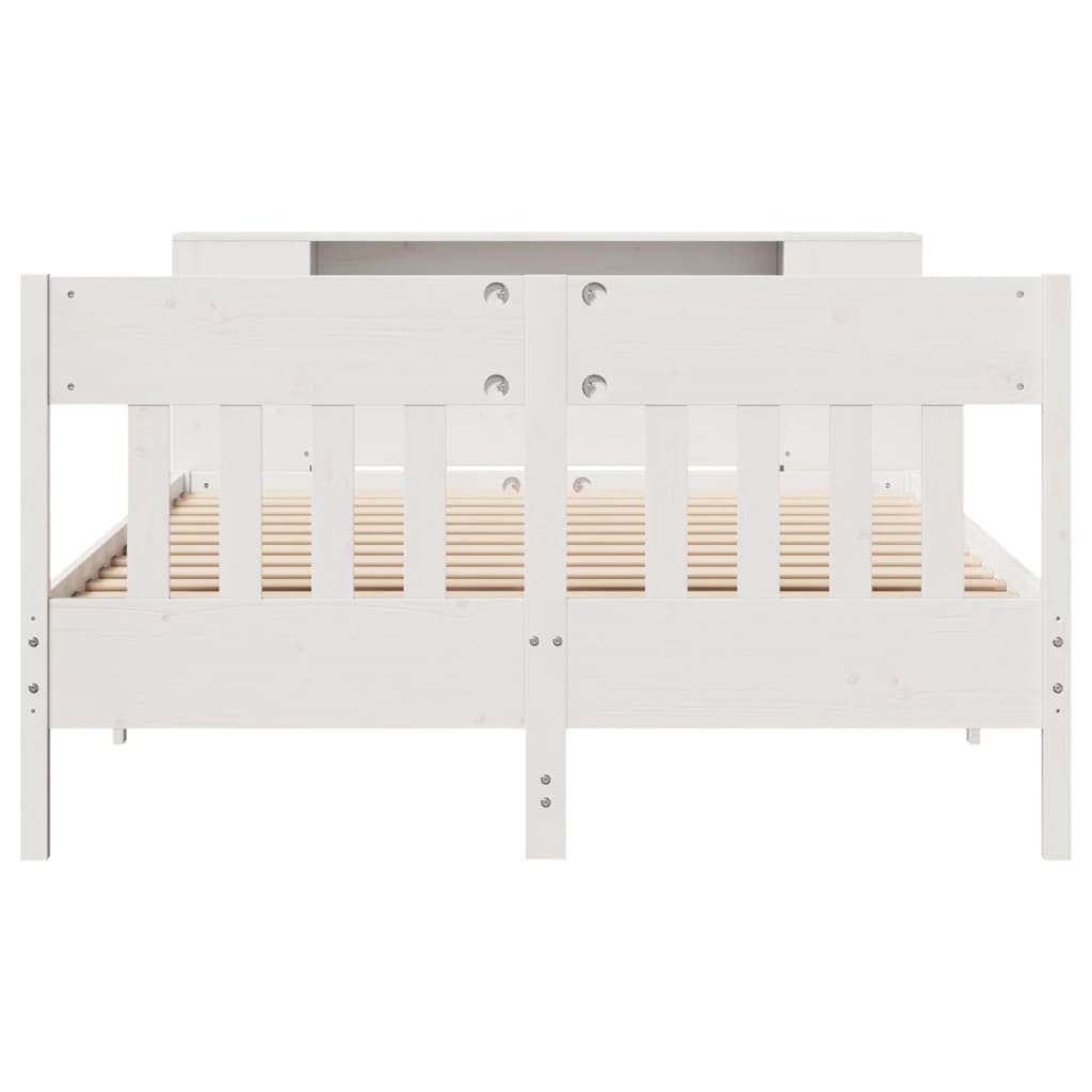 Bed met boekenkast zonder matras grenenhout wit 160x200 cm is nu te koop bij PeponiXL, paradijselijk wonen!
