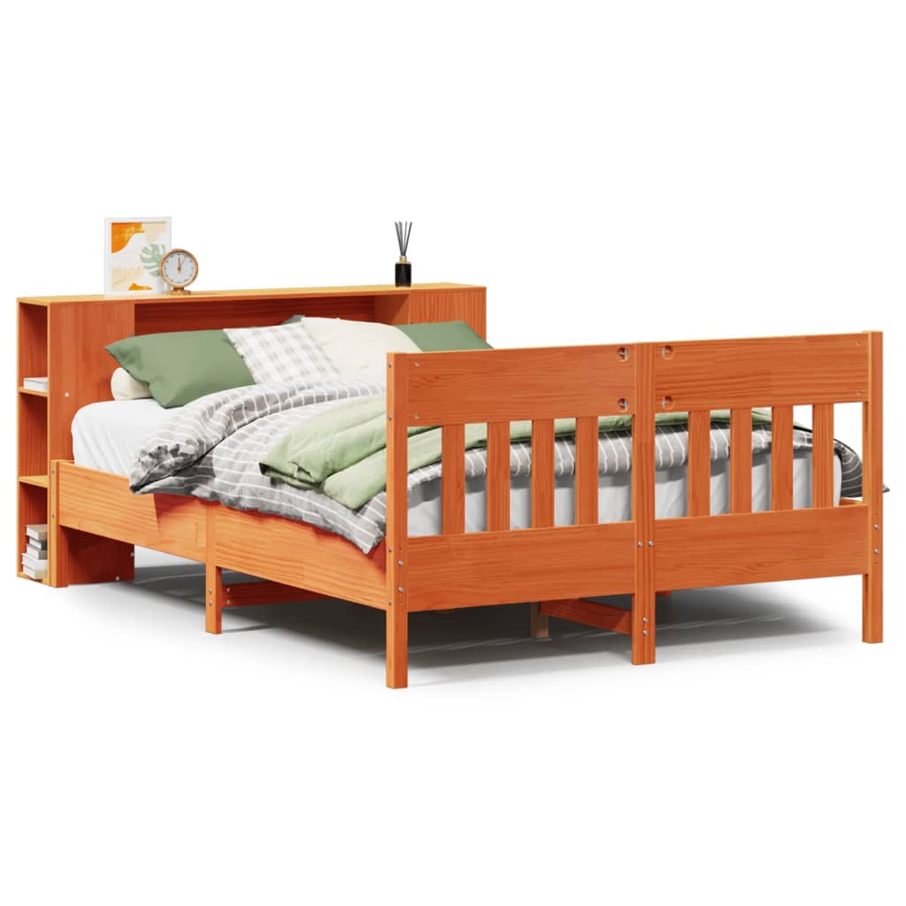 Bed met boekenkast zonder matras grenenhout wasbruin 160x200 cm is nu te koop bij PeponiXL, paradijselijk wonen!