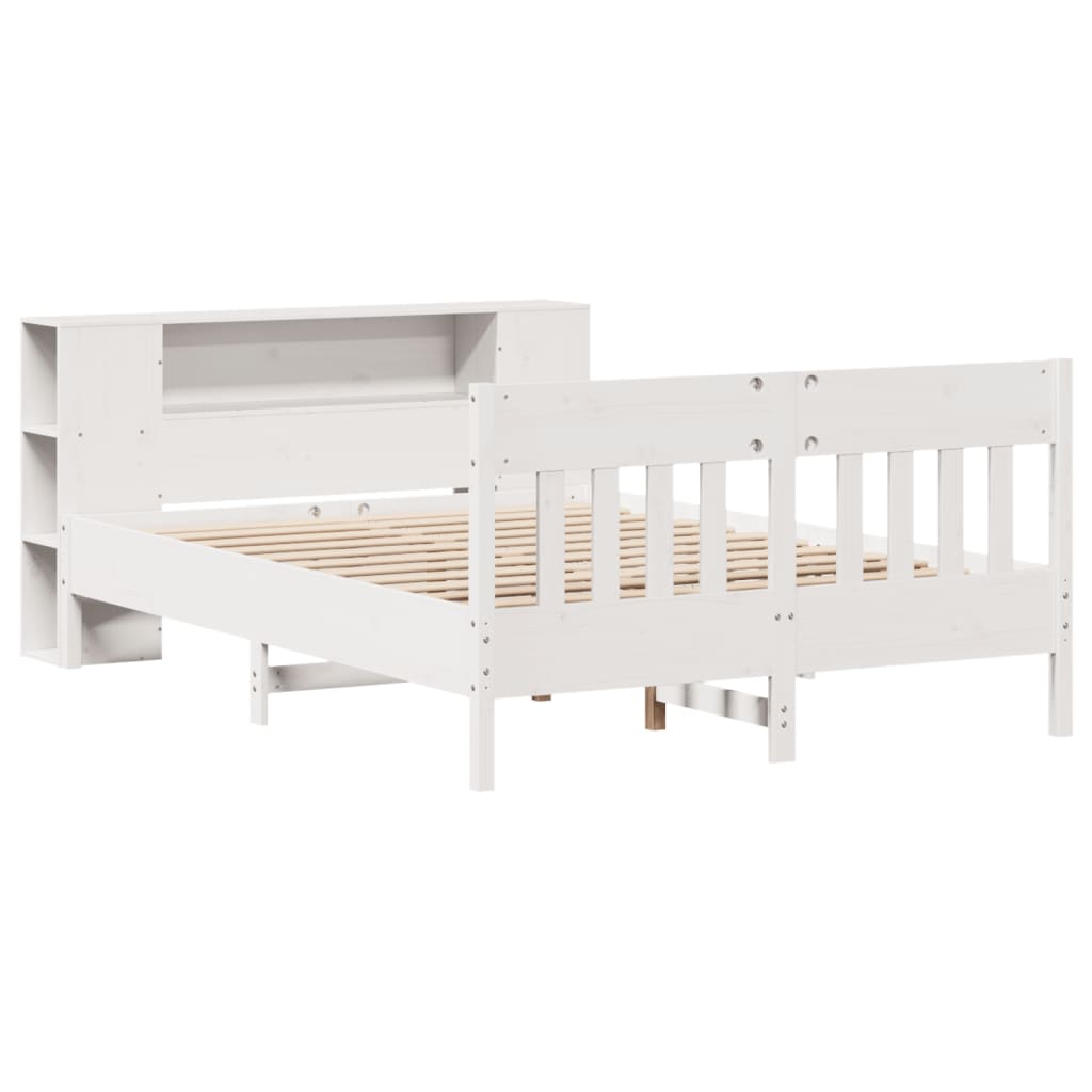 Bed met boekenkast zonder matras grenenhout wit 150x200 cm is nu te koop bij PeponiXL, paradijselijk wonen!