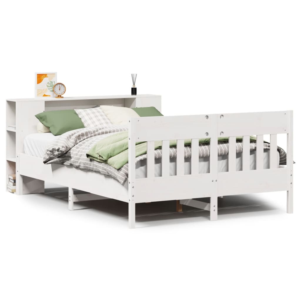 Bed met boekenkast zonder matras grenenhout wit 140x200 cm is nu te koop bij PeponiXL, paradijselijk wonen!