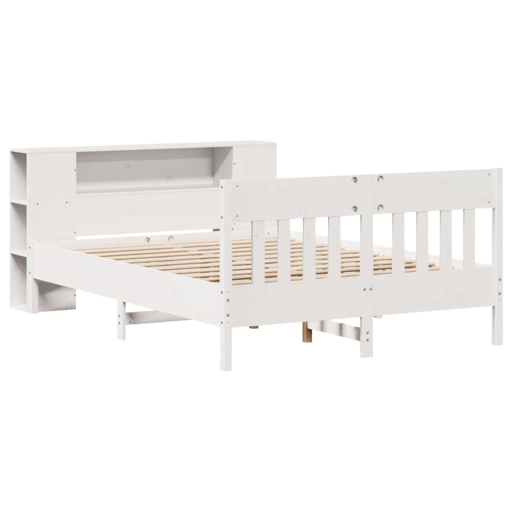 Bed met boekenkast zonder matras grenenhout wit 140x200 cm is nu te koop bij PeponiXL, paradijselijk wonen!