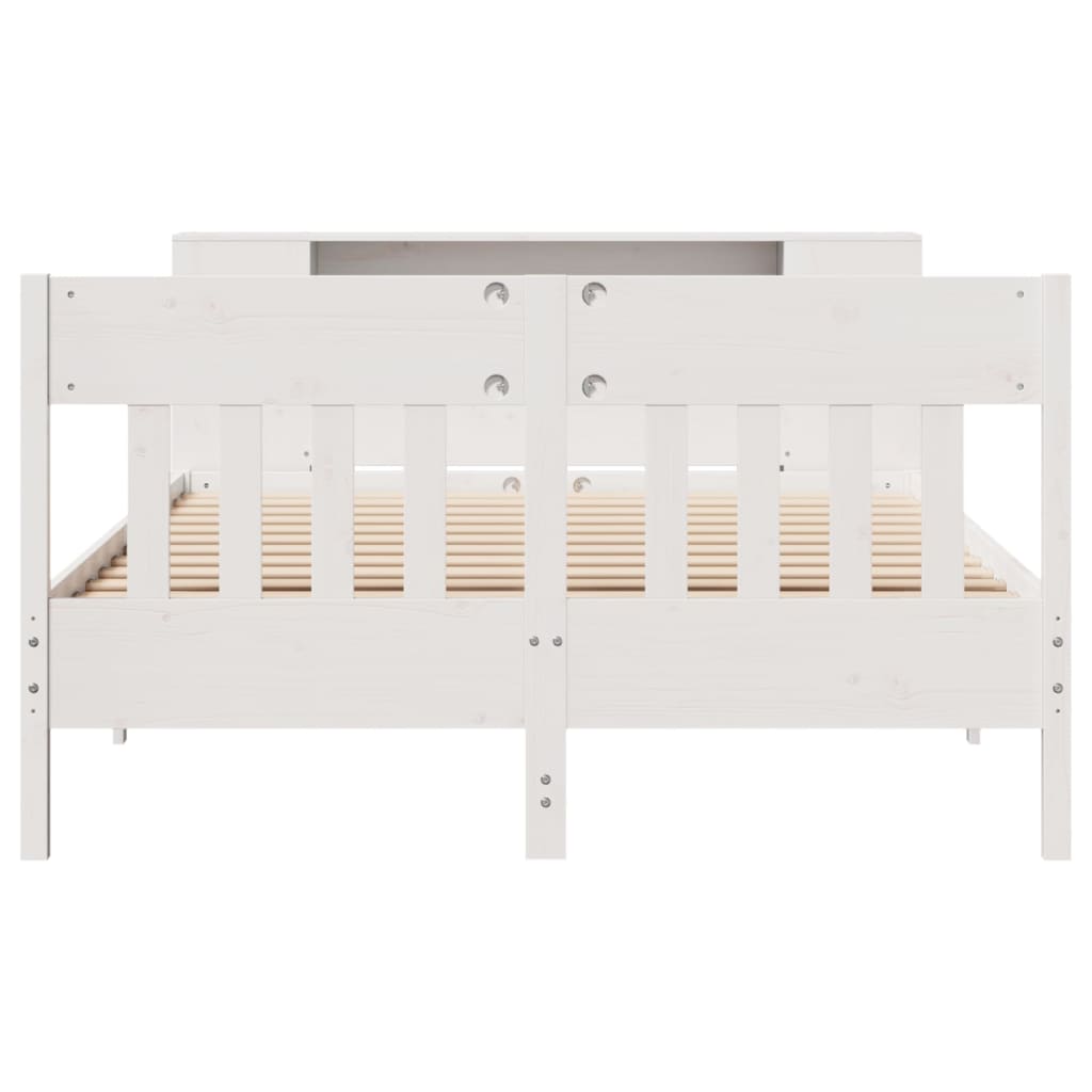 Bed met boekenkast zonder matras grenenhout wit 140x200 cm is nu te koop bij PeponiXL, paradijselijk wonen!