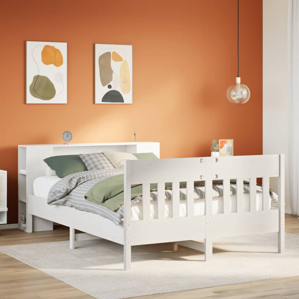 Bed met boekenkast zonder matras grenenhout wit 140x200 cm is nu te koop bij PeponiXL, paradijselijk wonen!