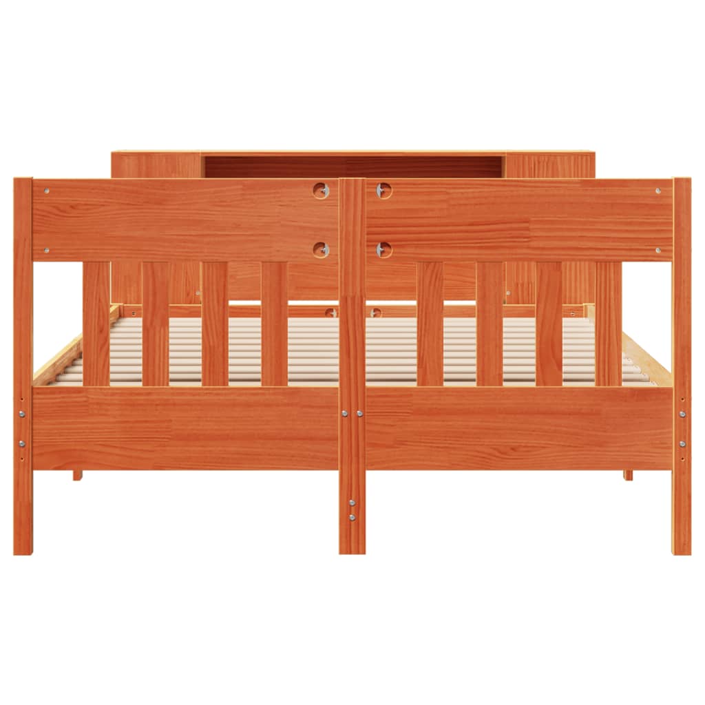 Bed met boekenkast zonder matras grenenhout wasbruin 140x200 cm is nu te koop bij PeponiXL, paradijselijk wonen!