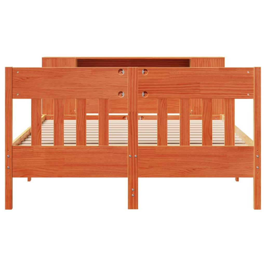 Bed met boekenkast zonder matras grenenhout wasbruin 140x190 cm is nu te koop bij PeponiXL, paradijselijk wonen!