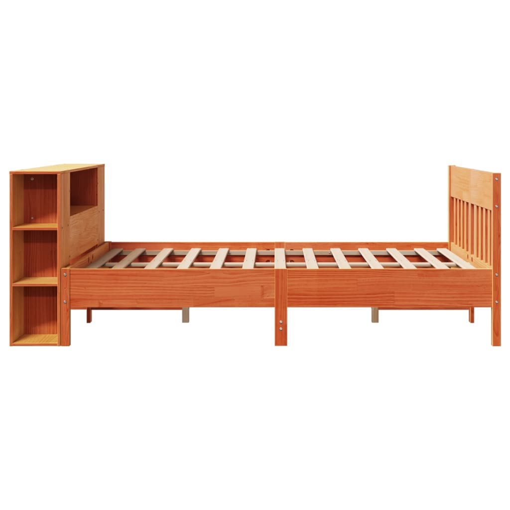 Bed met boekenkast zonder matras grenenhout wasbruin 140x190 cm is nu te koop bij PeponiXL, paradijselijk wonen!