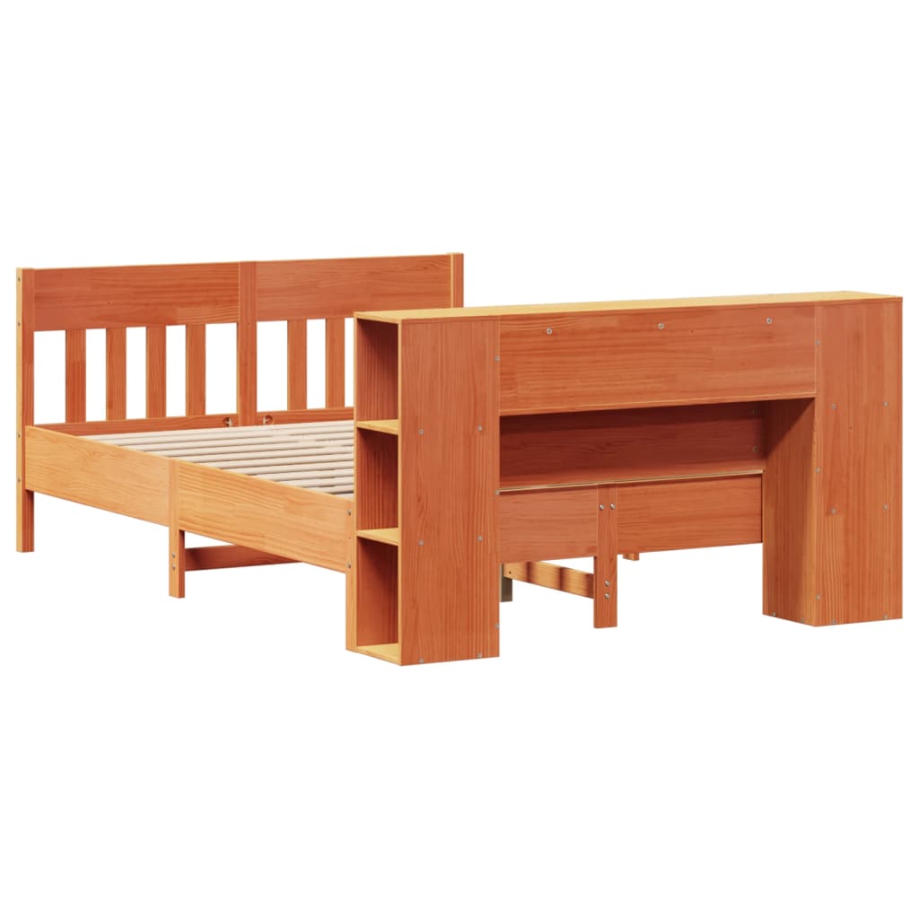 Bed met boekenkast zonder matras grenenhout wasbruin 140x190 cm is nu te koop bij PeponiXL, paradijselijk wonen!