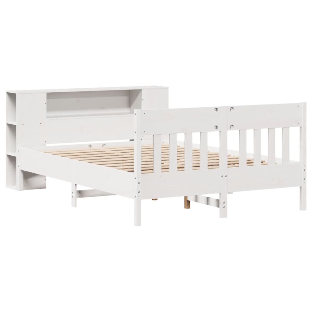Bed met boekenkast zonder matras grenenhout wit 135x190 cm is nu te koop bij PeponiXL, paradijselijk wonen!