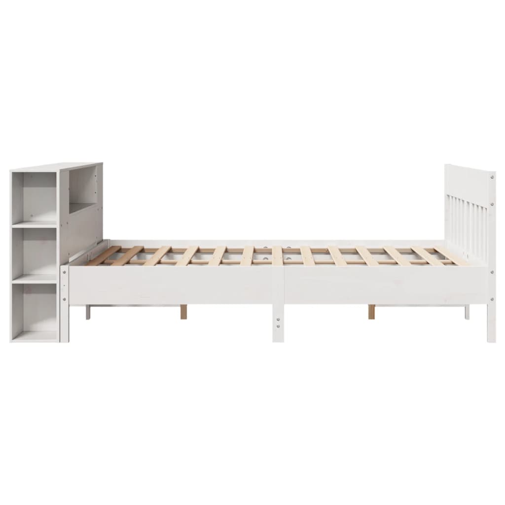Bed met boekenkast zonder matras grenenhout wit 135x190 cm is nu te koop bij PeponiXL, paradijselijk wonen!