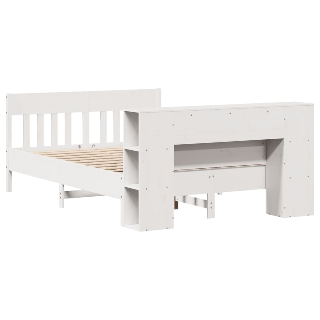 Bed met boekenkast zonder matras grenenhout wit 135x190 cm is nu te koop bij PeponiXL, paradijselijk wonen!