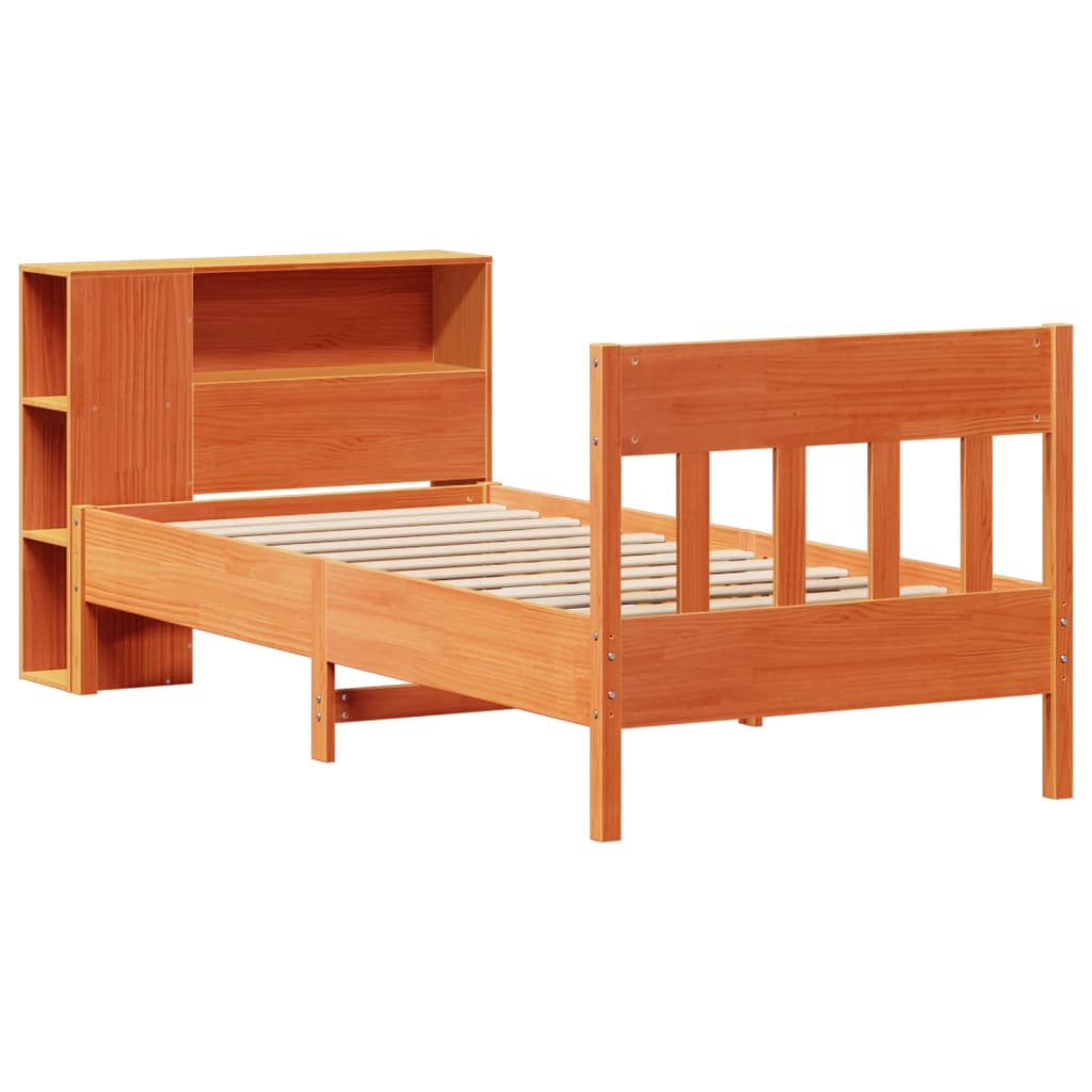 Bed met boekenkast zonder matras grenenhout wasbruin 100x200 cm is nu te koop bij PeponiXL, paradijselijk wonen!