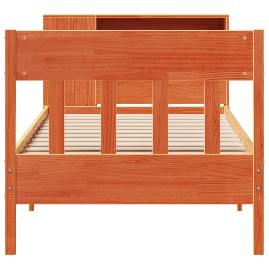Bed met boekenkast zonder matras grenenhout wasbruin 100x200 cm is nu te koop bij PeponiXL, paradijselijk wonen!