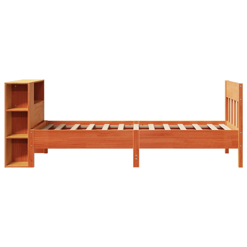 Bed met boekenkast zonder matras grenenhout wasbruin 100x200 cm is nu te koop bij PeponiXL, paradijselijk wonen!