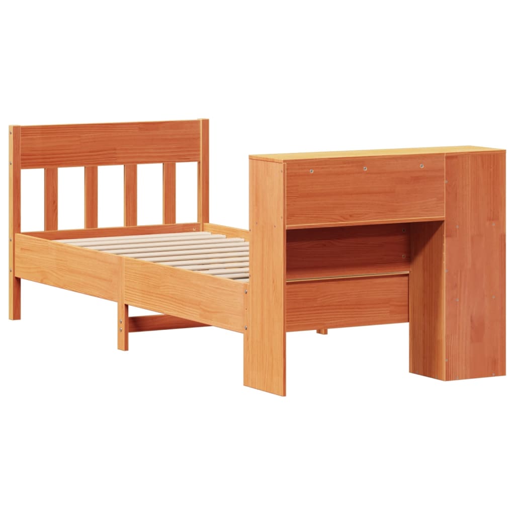 Bed met boekenkast zonder matras grenenhout wasbruin 100x200 cm is nu te koop bij PeponiXL, paradijselijk wonen!