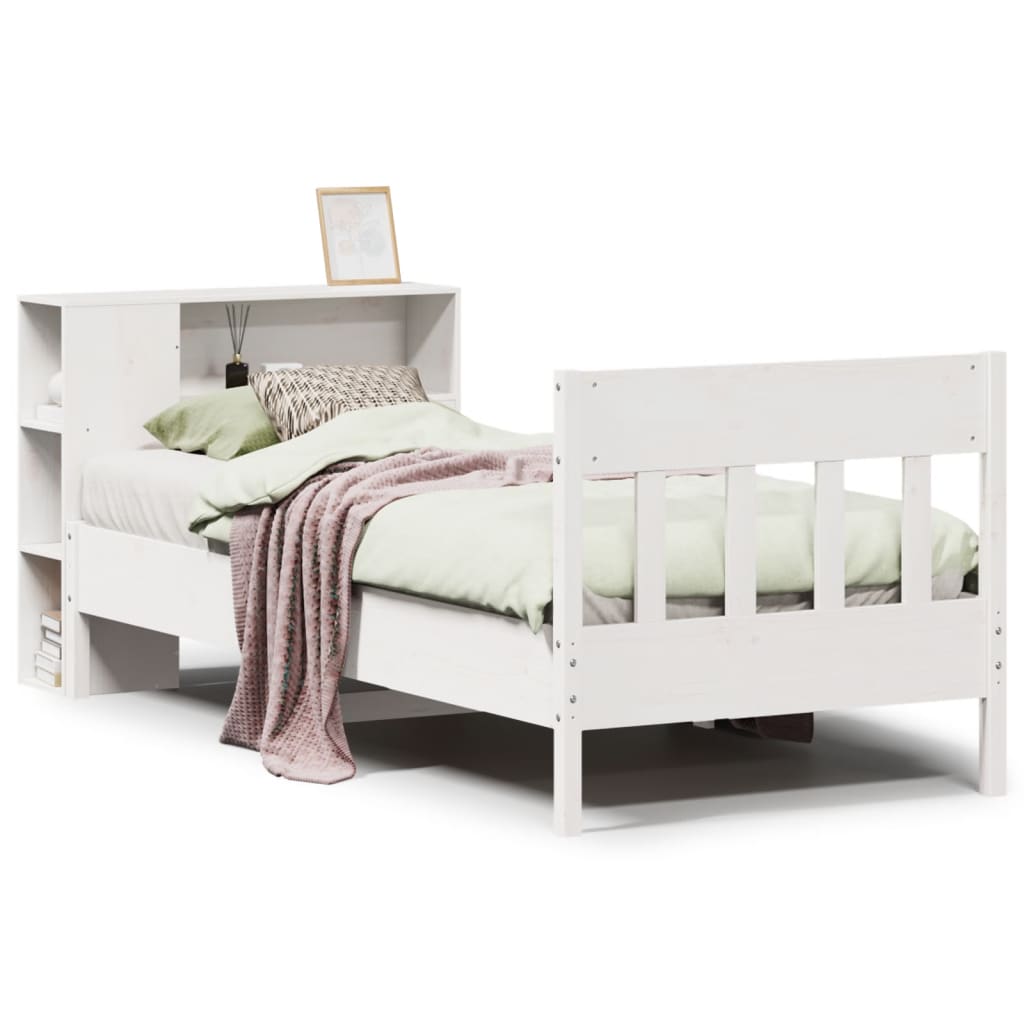 Bed met boekenkast zonder matras grenenhout wit 75x190 cm is nu te koop bij PeponiXL, paradijselijk wonen!