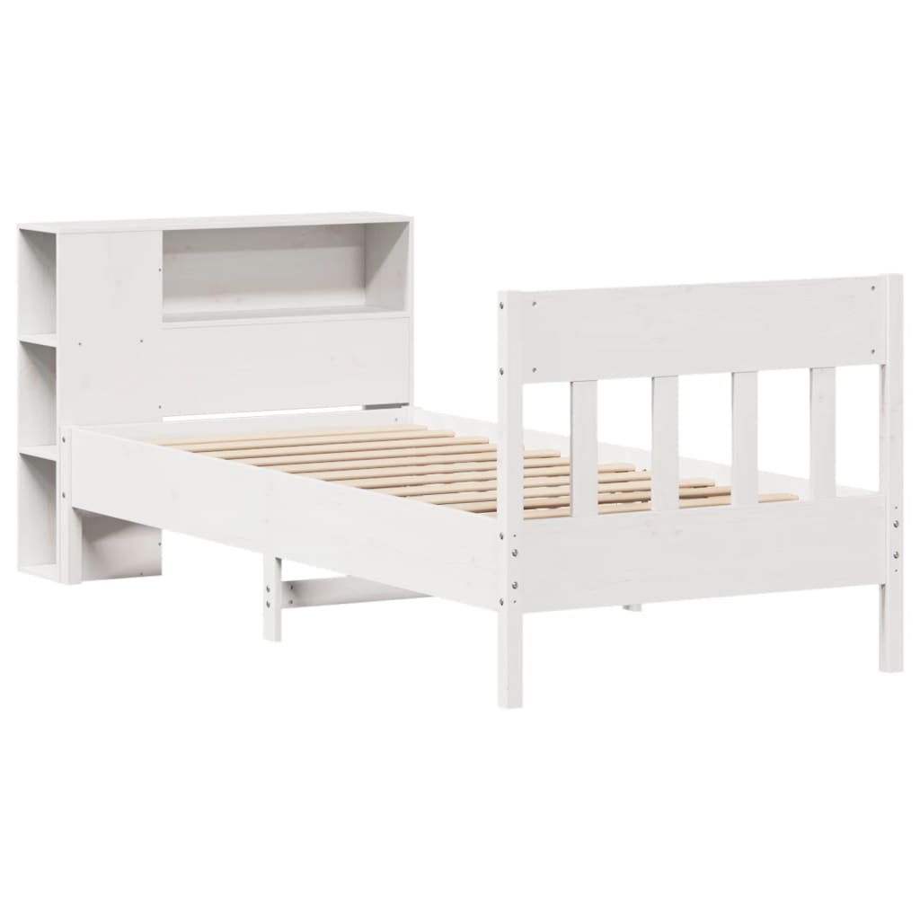 Bed met boekenkast zonder matras grenenhout wit 75x190 cm is nu te koop bij PeponiXL, paradijselijk wonen!