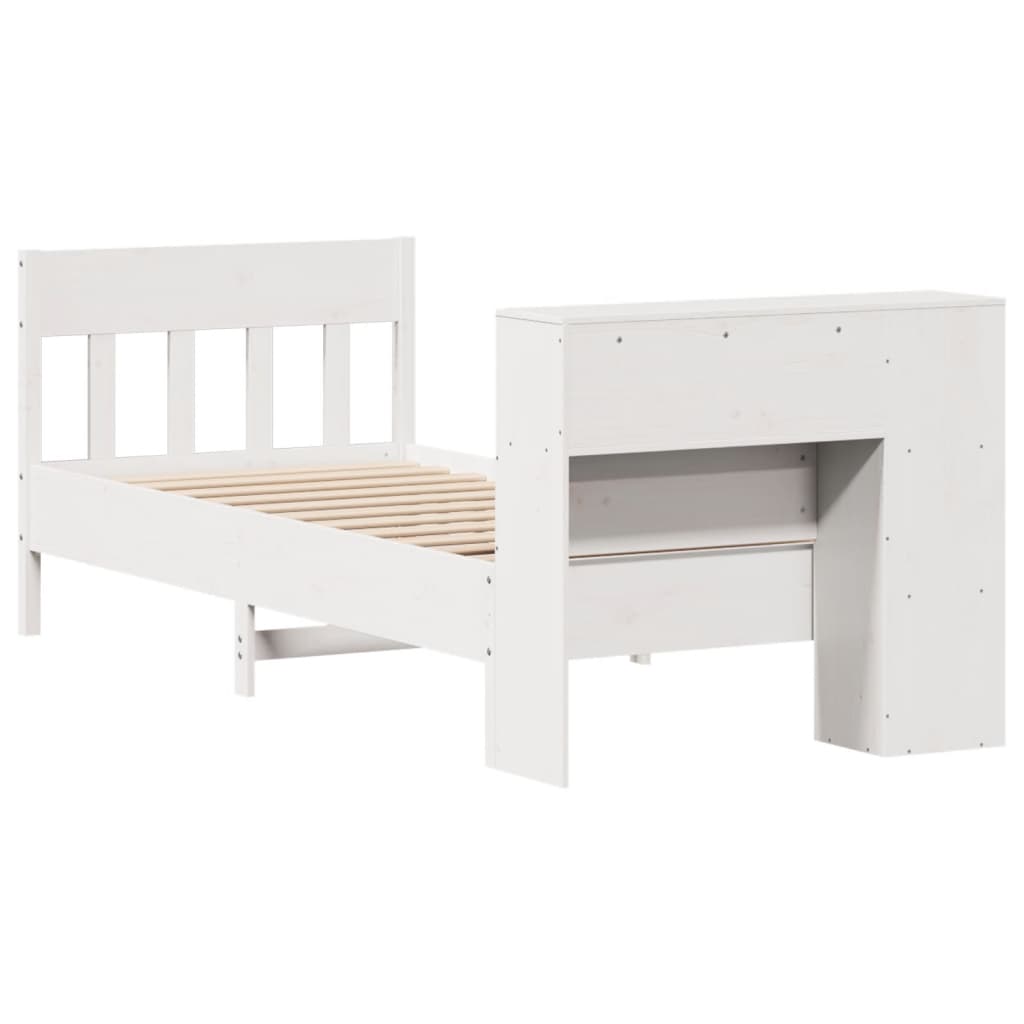 Bed met boekenkast zonder matras grenenhout wit 75x190 cm is nu te koop bij PeponiXL, paradijselijk wonen!