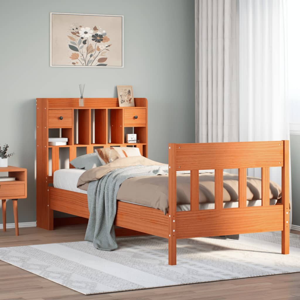 Bedframe zonder matras massief grenenhout wasbruin 100x200 cm is nu te koop bij PeponiXL, paradijselijk wonen!