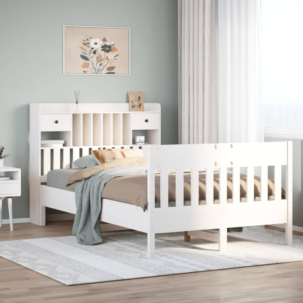 Bedframe zonder matras massief grenenhout wit 135x190 cm is nu te koop bij PeponiXL, paradijselijk wonen!