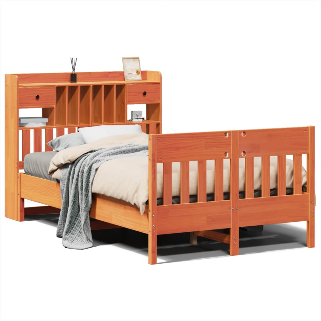 Bedframe zonder matras massief grenenhout wasbruin 135x190 cm is nu te koop bij PeponiXL, paradijselijk wonen!