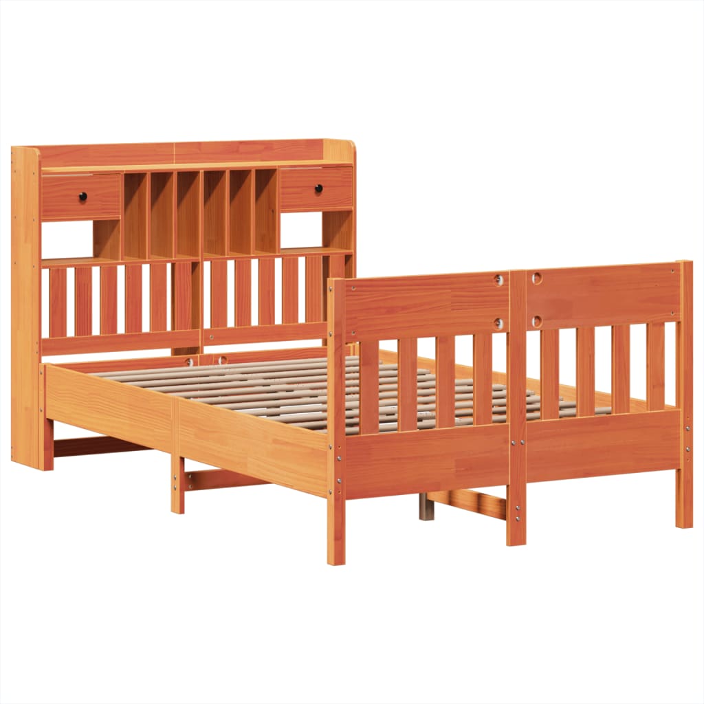 Bedframe zonder matras massief grenenhout wasbruin 135x190 cm is nu te koop bij PeponiXL, paradijselijk wonen!