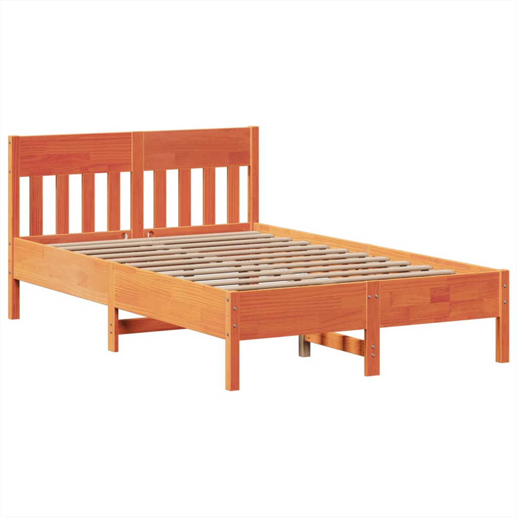 Bedframe zonder matras massief grenenhout wasbruin 135x190 cm is nu te koop bij PeponiXL, paradijselijk wonen!