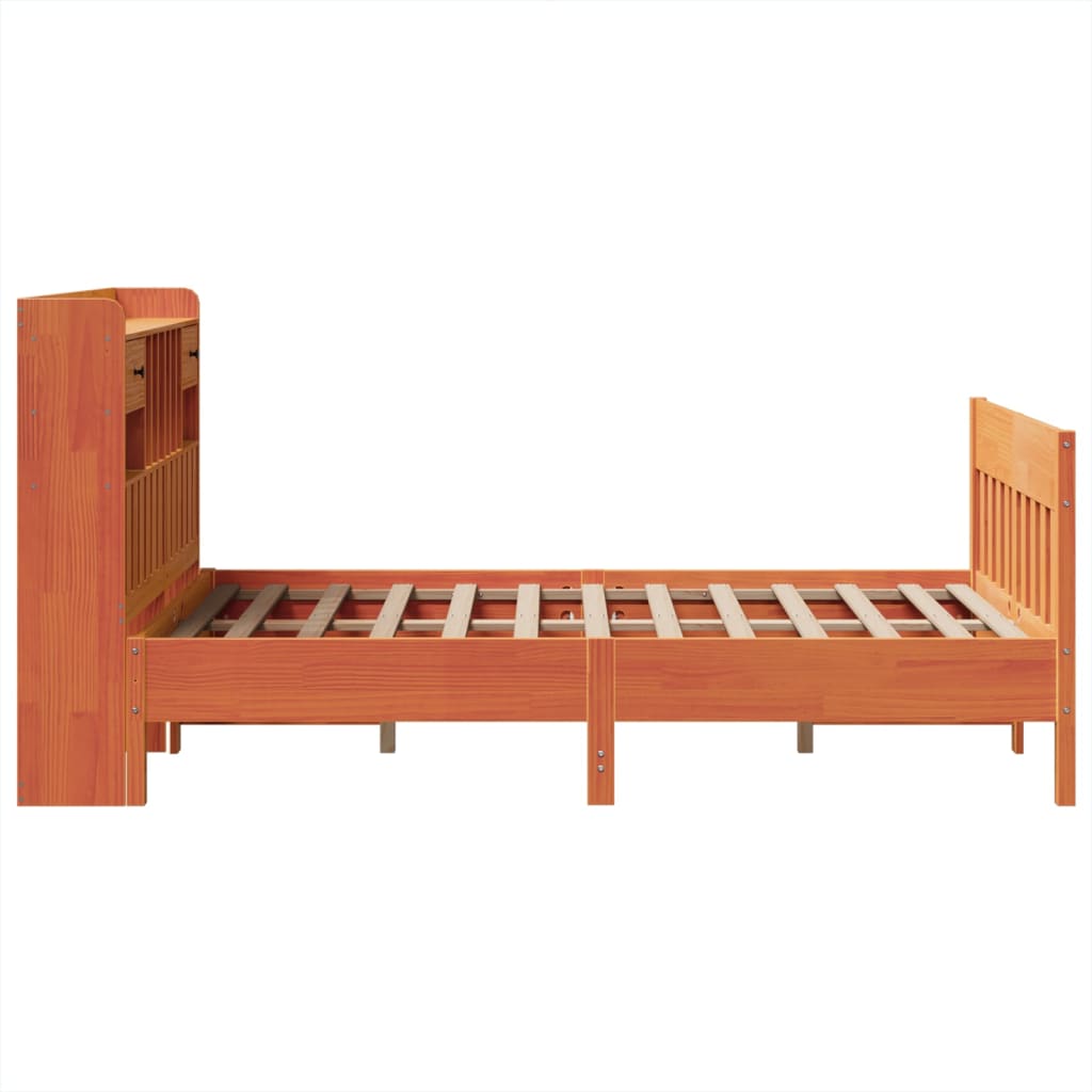 Bedframe zonder matras massief grenenhout wasbruin 135x190 cm is nu te koop bij PeponiXL, paradijselijk wonen!