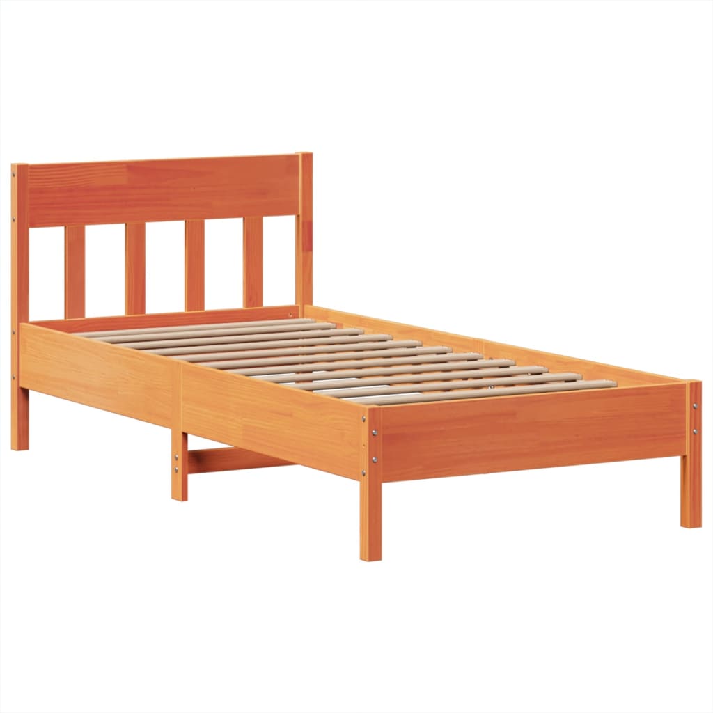 Bedframe zonder matras massief grenenhout wasbruin 75x190 cm is nu te koop bij PeponiXL, paradijselijk wonen!