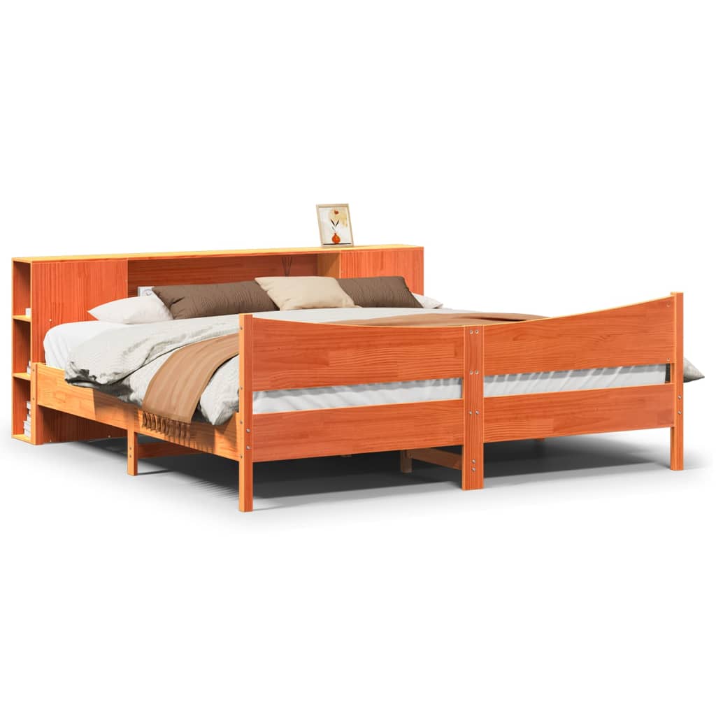 Bedframe zonder matras massief grenenhout wasbruin 200x200 cm is nu te koop bij PeponiXL, paradijselijk wonen!