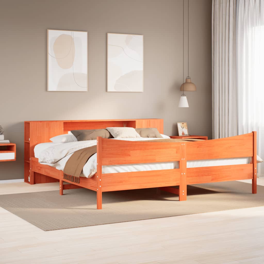 Bedframe zonder matras massief grenenhout wasbruin 200x200 cm is nu te koop bij PeponiXL, paradijselijk wonen!