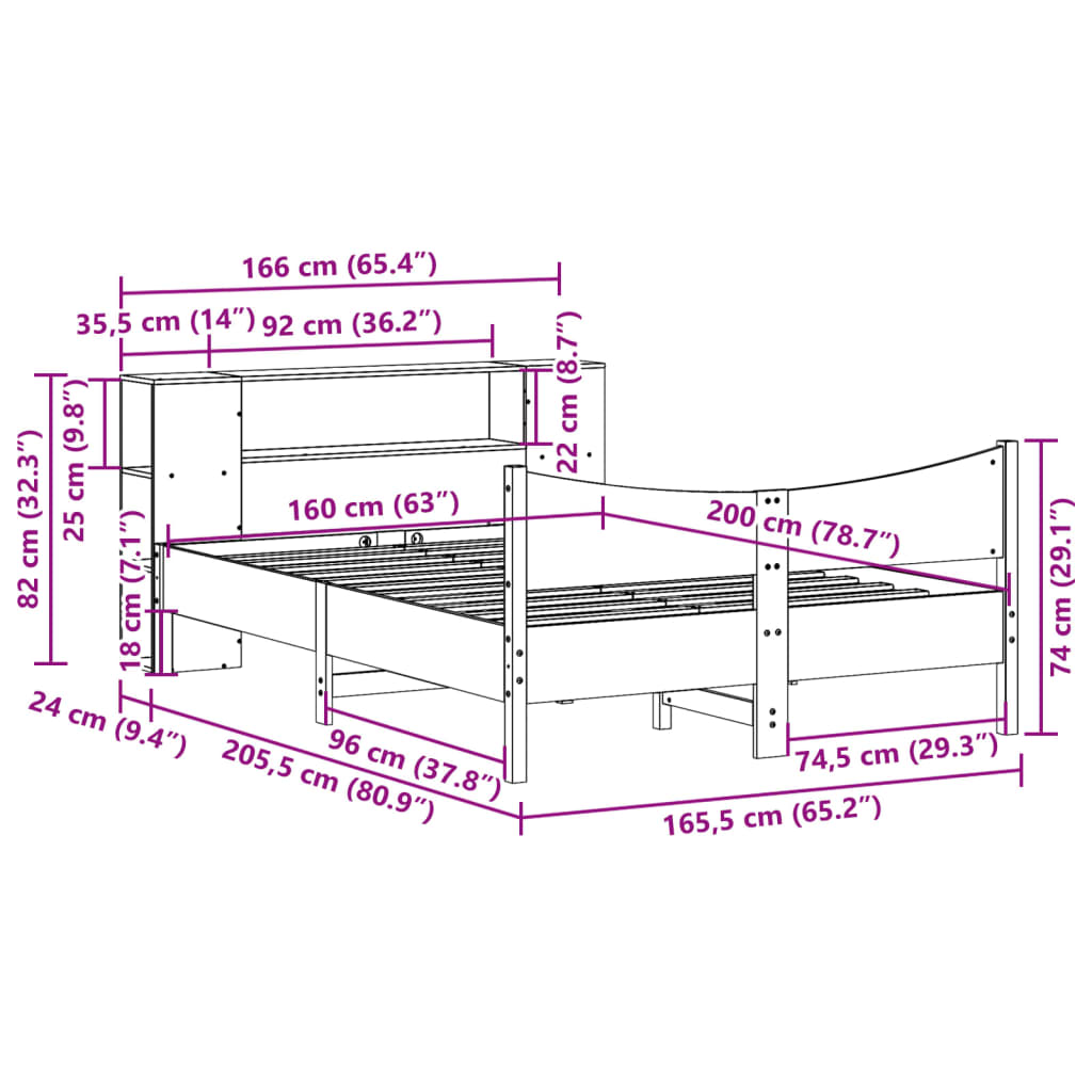 Bedframe zonder matras massief grenenhout wit 160x200 cm is nu te koop bij PeponiXL, paradijselijk wonen!