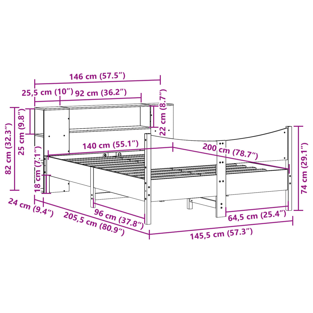 Bedframe zonder matras massief grenenhout wasbruin 140x200 cm is nu te koop bij PeponiXL, paradijselijk wonen!