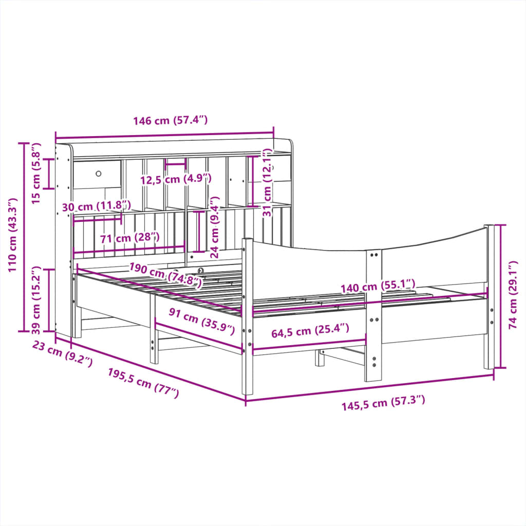 Bedframe zonder matras massief grenenhout wit 140x190 cm is nu te koop bij PeponiXL, paradijselijk wonen!
