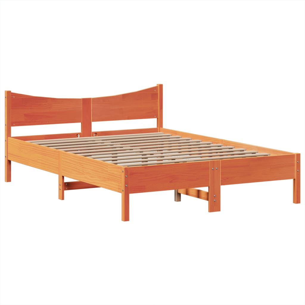 Bed met matras massief grenenhout wasbruin 140x190 cm is nu te koop bij PeponiXL, paradijselijk wonen!