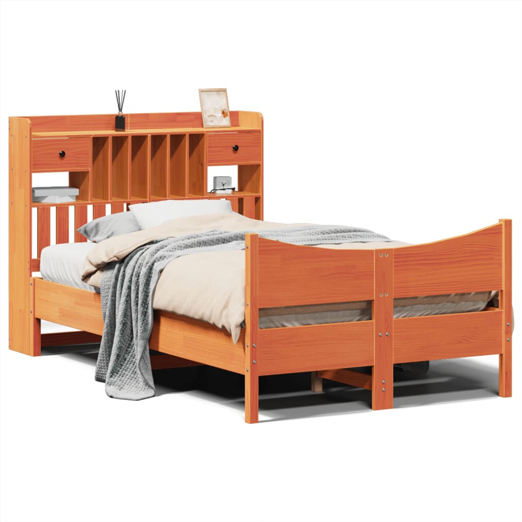 Bedframe zonder matras massief grenenhout wasbruin 135x190 cm is nu te koop bij PeponiXL, paradijselijk wonen!