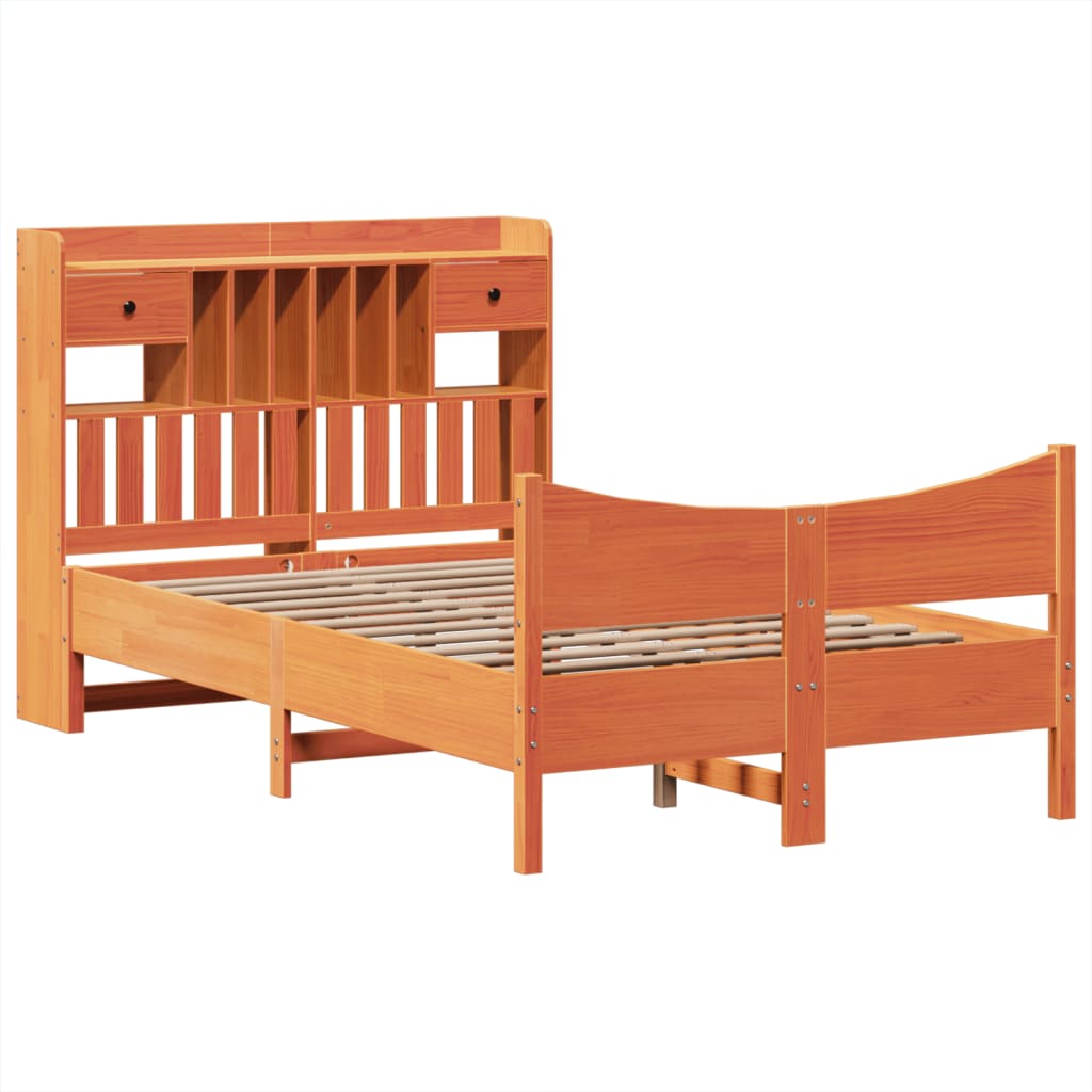 Bedframe zonder matras massief grenenhout wasbruin 135x190 cm is nu te koop bij PeponiXL, paradijselijk wonen!