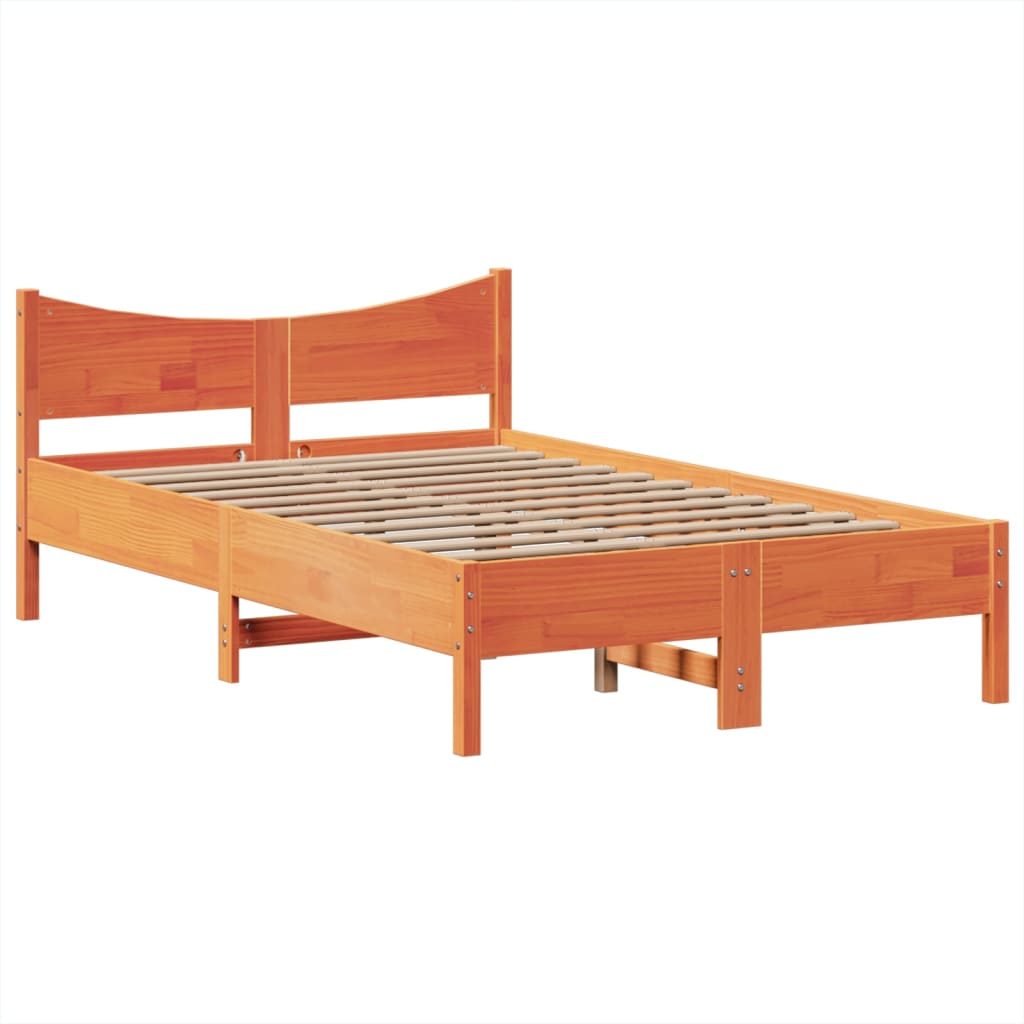 Bedframe zonder matras massief grenenhout wasbruin 135x190 cm is nu te koop bij PeponiXL, paradijselijk wonen!