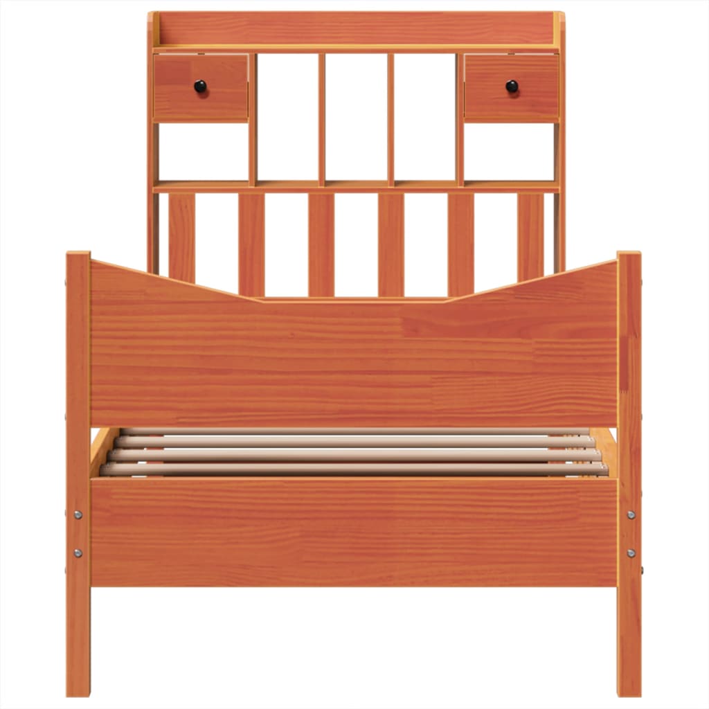 Bedframe zonder matras massief grenenhout wasbruin 75x190 cm is nu te koop bij PeponiXL, paradijselijk wonen!
