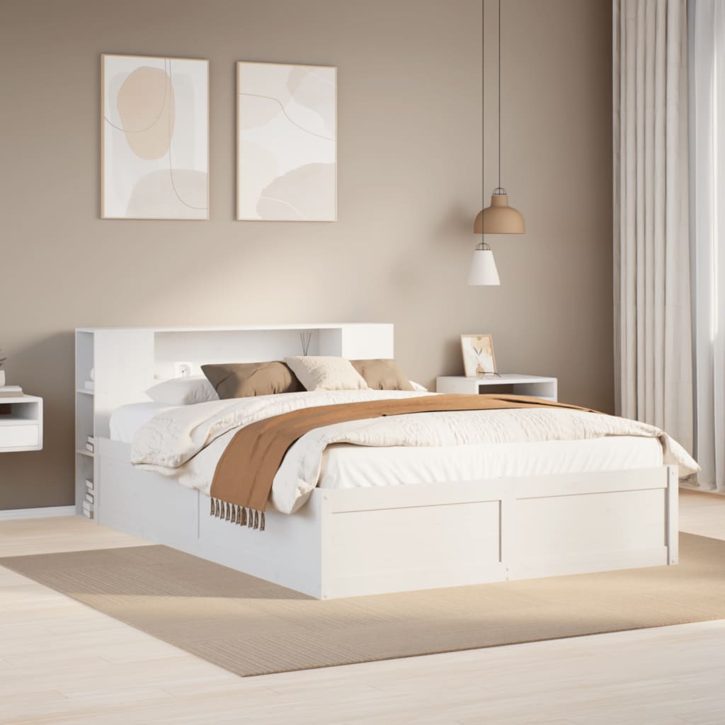 Bedframe zonder matras massief grenenhout wit 140x190 cm is nu te koop bij PeponiXL, paradijselijk wonen!