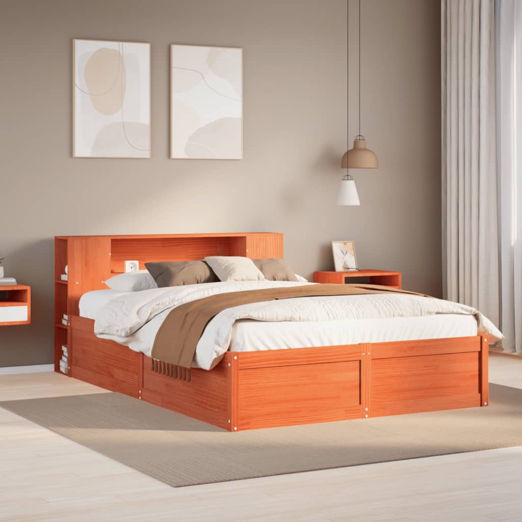 Bed met matras massief grenenhout wasbruin 140x190 cm is nu te koop bij PeponiXL, paradijselijk wonen!