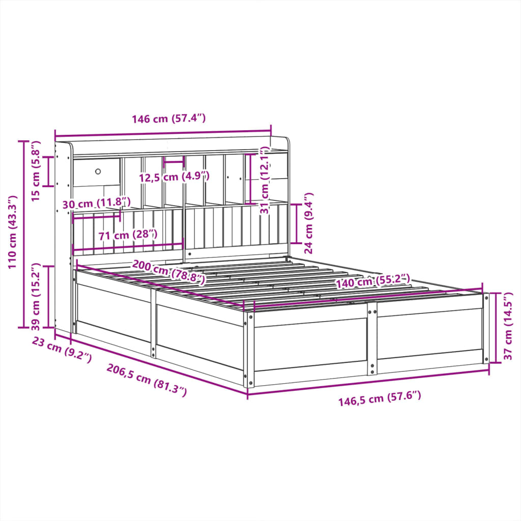 Bedframe zonder matras massief grenenhout wasbruin 140x200 cm is nu te koop bij PeponiXL, paradijselijk wonen!