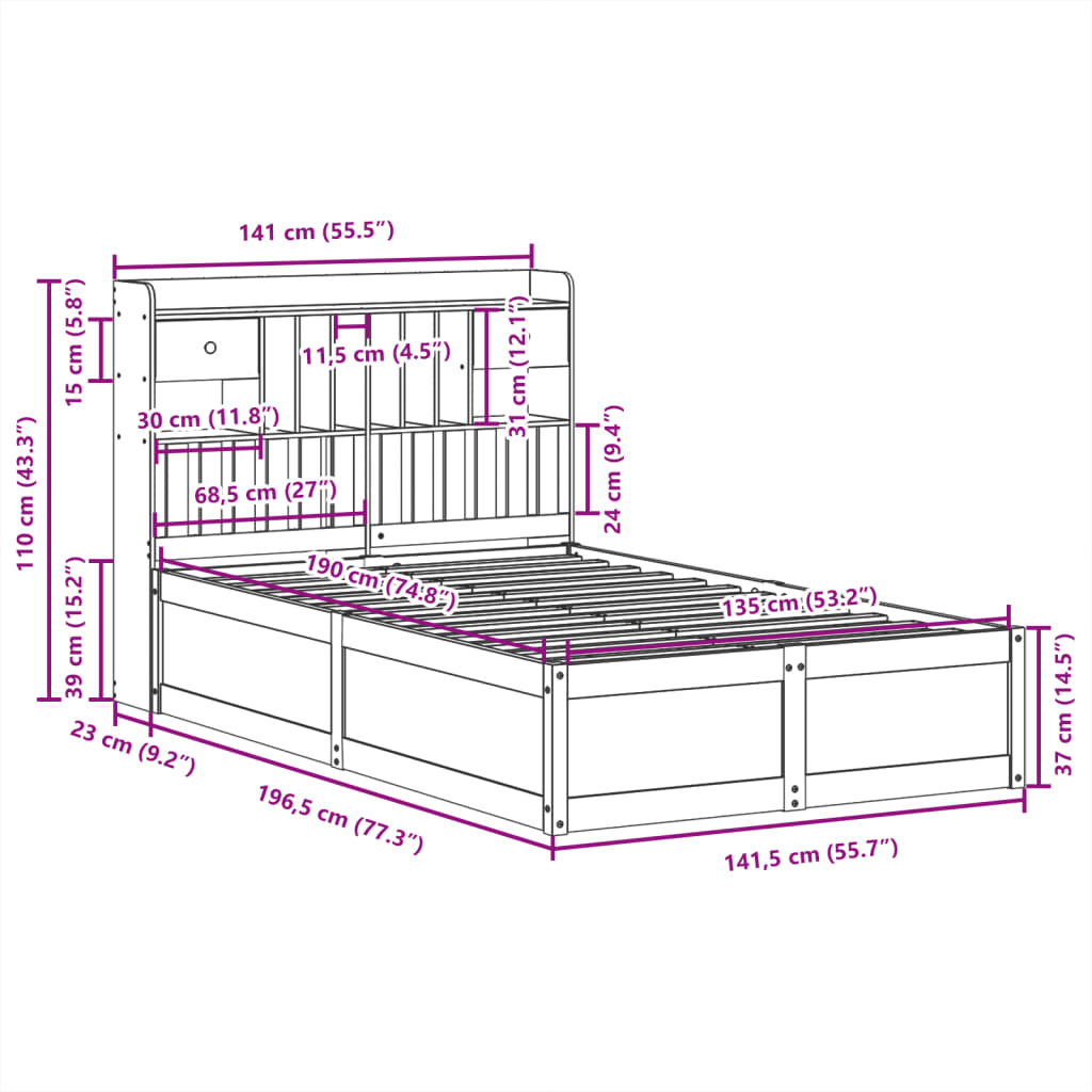 Bedframe zonder matras massief grenenhout wit 135x190 cm is nu te koop bij PeponiXL, paradijselijk wonen!
