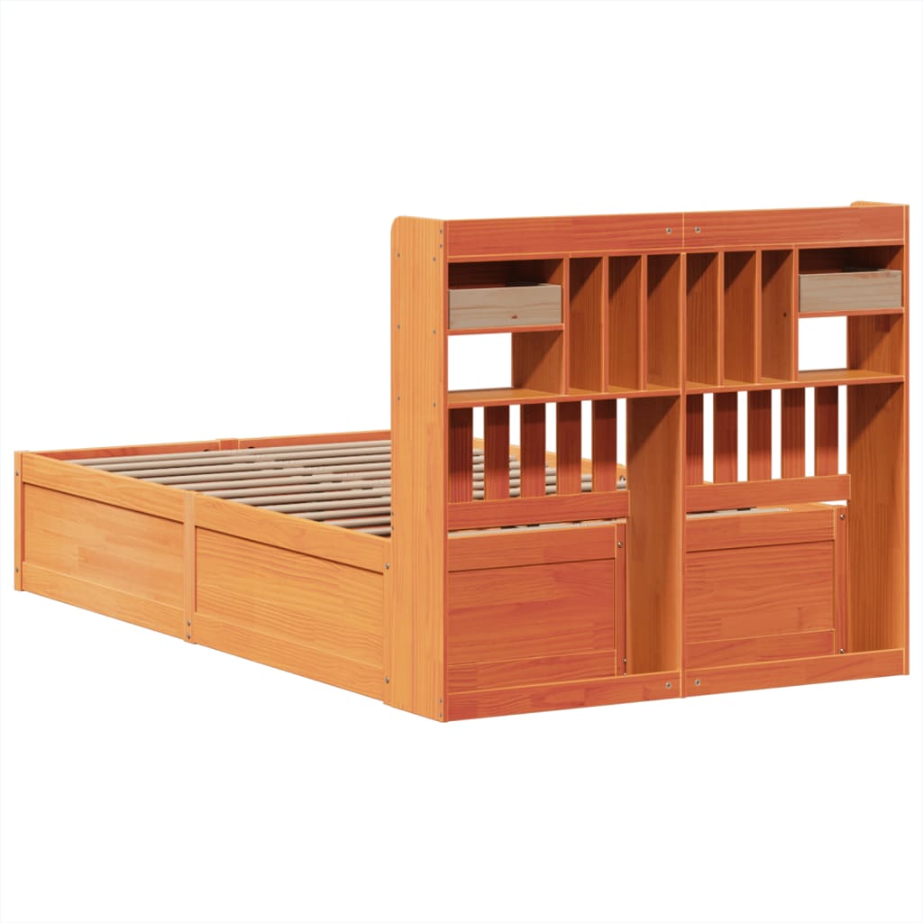 Bedframe zonder matras massief grenenhout wasbruin 135x190 cm is nu te koop bij PeponiXL, paradijselijk wonen!