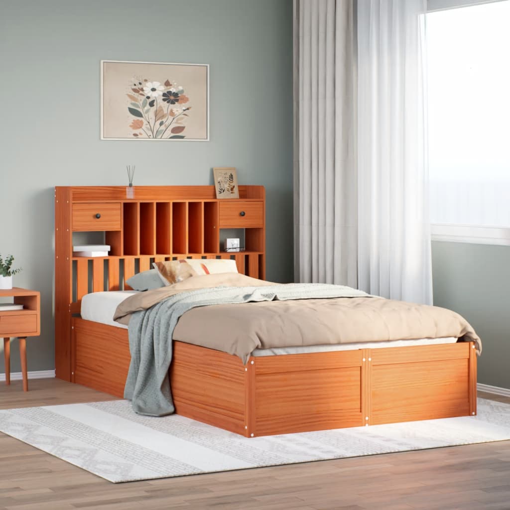 Bedframe zonder matras massief grenenhout wasbruin 135x190 cm is nu te koop bij PeponiXL, paradijselijk wonen!