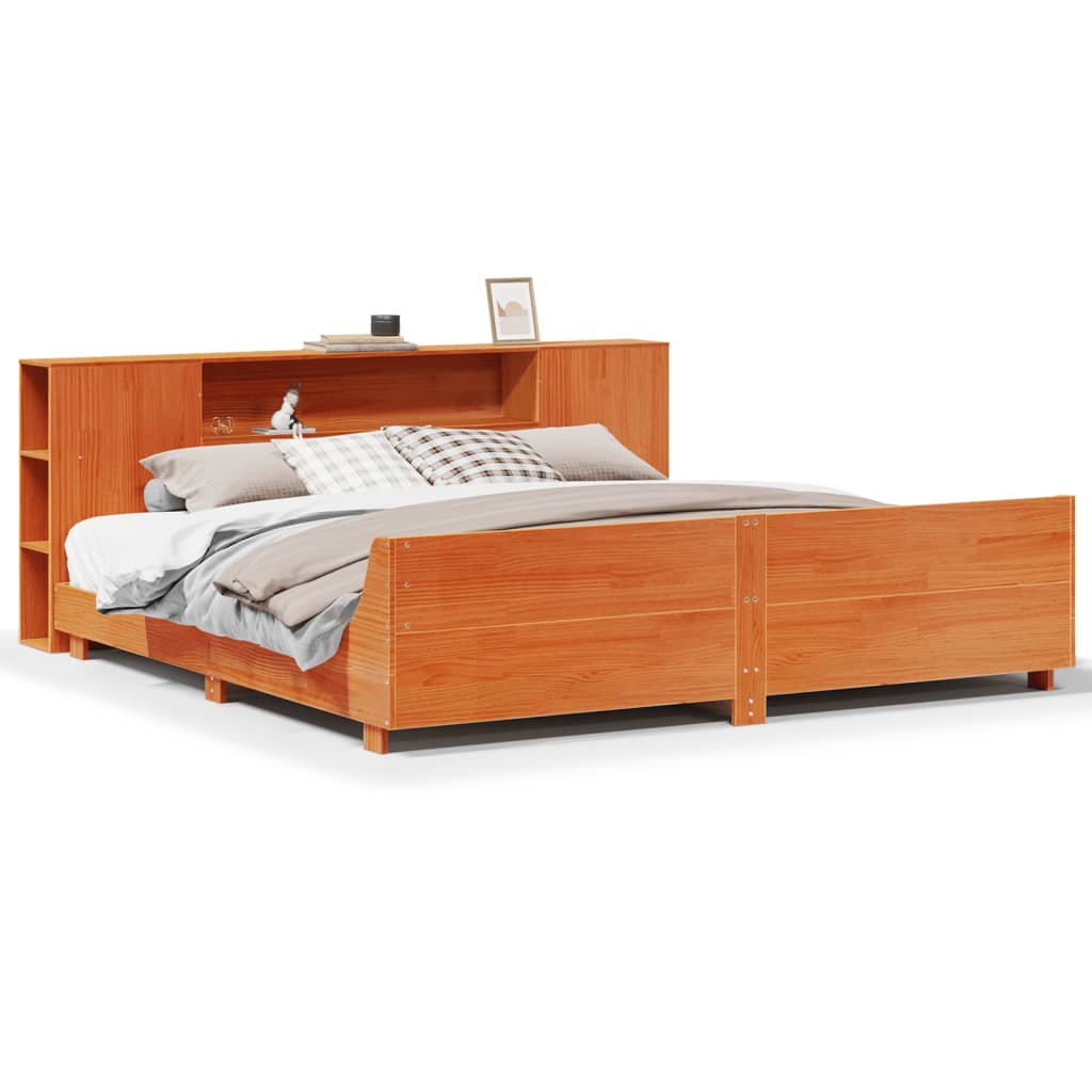 Bedframe zonder matras massief grenenhout wasbruin 200x200 cm is nu te koop bij PeponiXL, paradijselijk wonen!