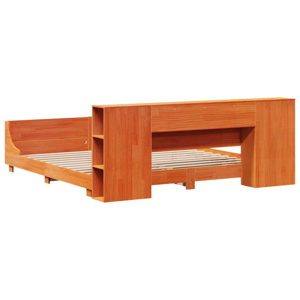 Bedframe zonder matras massief grenenhout wasbruin 200x200 cm is nu te koop bij PeponiXL, paradijselijk wonen!