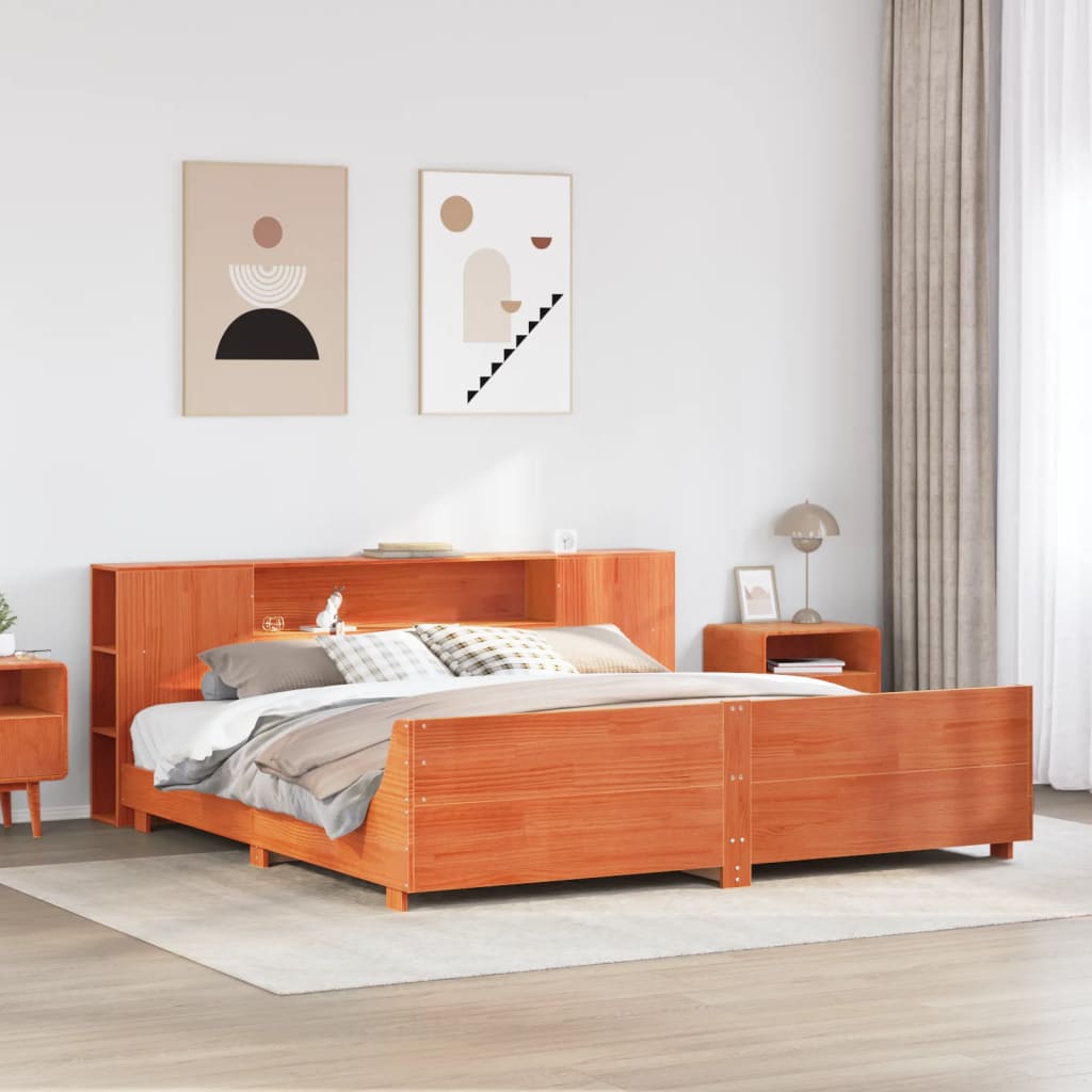Bedframe zonder matras massief grenenhout wasbruin 200x200 cm is nu te koop bij PeponiXL, paradijselijk wonen!