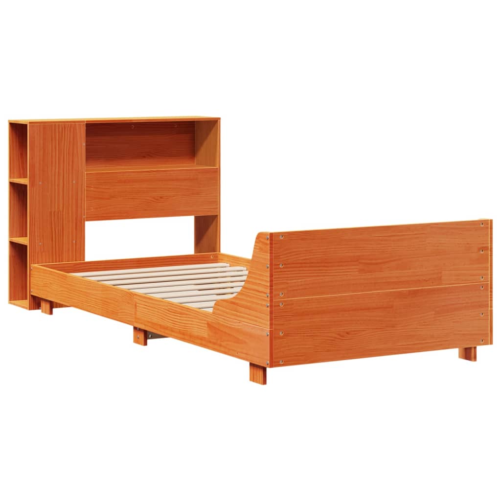Bedframe zonder matras massief grenenhout wasbruin 75x190 cm