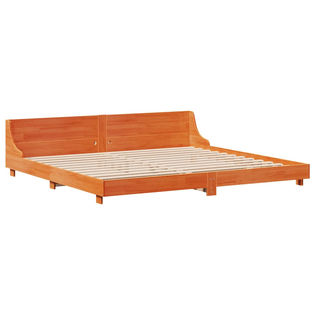 Bedframe zonder matras massief grenenhout wasbruin 200x200 cm is nu te koop bij PeponiXL, paradijselijk wonen!