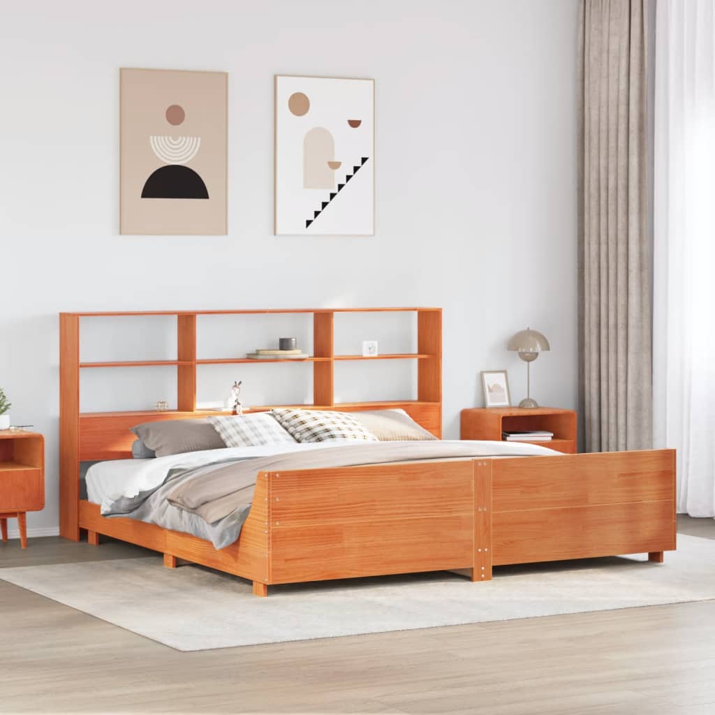 Bedframe zonder matras massief grenenhout wasbruin 200x200 cm is nu te koop bij PeponiXL, paradijselijk wonen!